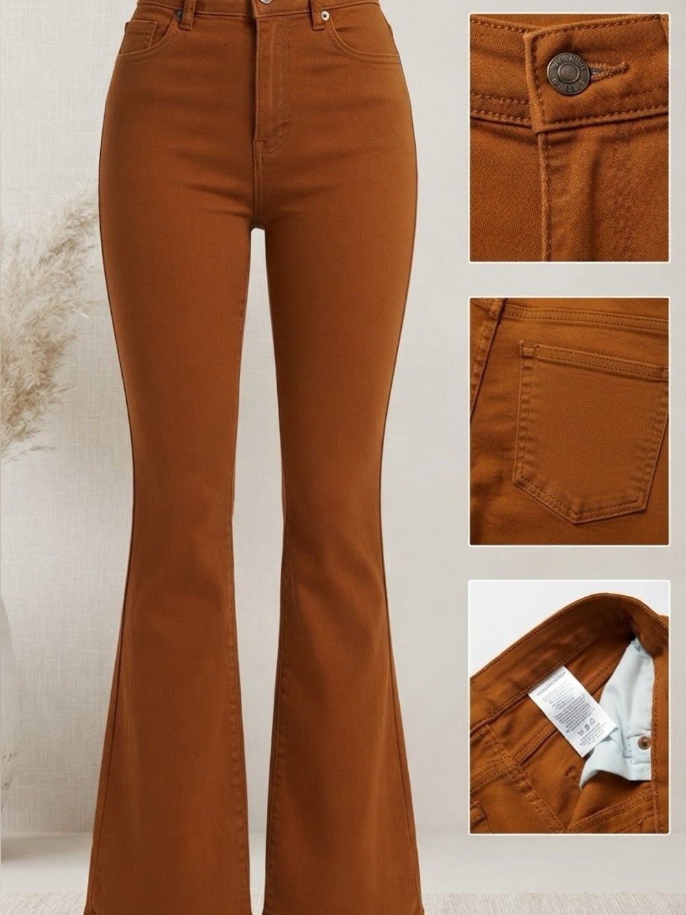 Women’s High-Rise Flare Jeans in Rust Brown